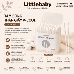 TĂM BÔNG VCOOL LÕI GIẤY HỘP 200 CHIẾC