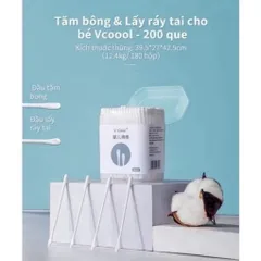 TĂM BÔNG VCOOL LÕI GIẤY HỘP 200 CHIẾC