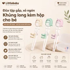 Đũa tập gắp, tập ăn xỏ ngón khủng long kèm hộp cho bé
