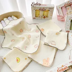 Set 5 khăn sữa 2 lớp Embes hoạ tiết mix xinh xắn, ngộ nghĩnh, an toàn cho bé