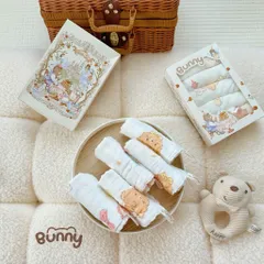 SET 5 KHĂN SỮA HỌA TIẾT CỔ TÍCH HOT TREND BUNNY