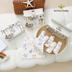Set 5 khăn sữa Muslin B.chou hoạ tiết cổ tích - Mềm Mịn, Thấm Hút Tốt, An Toàn Cho Bé