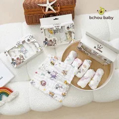 Set 5 khăn sữa Muslin B.chou hoạ tiết cổ tích - Mềm Mịn, Thấm Hút Tốt, An Toàn Cho Bé