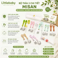Bộ thìa dĩa inox Misan an toàn cho bé, kèm đũa và hộp đựng vệ sinh