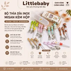 Bộ thìa dĩa inox Misan an toàn cho bé, kèm đũa và hộp đựng vệ sinh