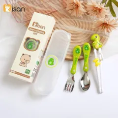Bộ thìa dĩa inox Misan an toàn cho bé, kèm đũa và hộp đựng vệ sinh