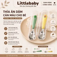 Bộ thìa inox cán nhựa pastel hình thú xinh xắn, cầm chắc tay dễ vệ sinh