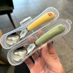 Bộ thìa inox cán nhựa pastel hình thú xinh xắn, cầm chắc tay dễ vệ sinh