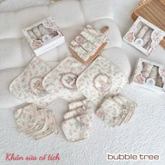Hộp 4 Khăn Sữa Xô Organic Bubble Tree 4 Lớp – Khăn Sữa Cho Bé Sơ Sinh Mềm Mịn Thấm Hút Tốt