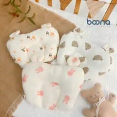 Gối Chống Méo Đầu Cho Bé – Gối Sơ Sinh Cotton Mềm Thoáng Khí, Thiết Kế Tai Gấu Dễ Thương