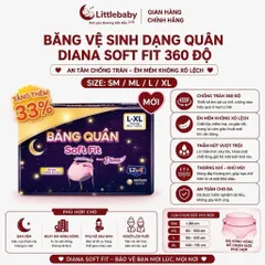 ( 12 miếng ) Băng vệ sinh dạng quần Diana Soft Fit 360 Độ - Chống Tràn, Thoáng Khí