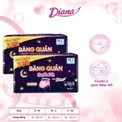 ( 12 miếng ) Băng vệ sinh dạng quần Diana Soft Fit 360 Độ - Chống Tràn, Thoáng Khí