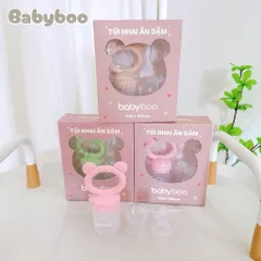 TÚI NHAI ĂN DẶM CHỐNG HÓC BABYBOO KÈM 3 ĐẦU TI SIÊU MỀM ĂN HOA QUẢ , ĂN DẶM CHO BÉ