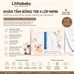 Khăn tắm bông tre 4 lớp Mipbi - An toàn, mềm mại cho làn da bé