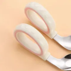 Thìa nĩa tập ăn cho bé tay cầm silicon muỗng vòng cong  thép không gỉ an toàn cao cấp