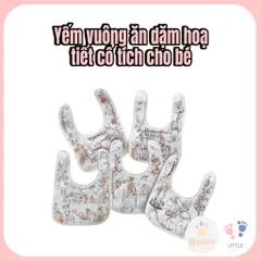 Yếm ăn dặm cho bé, chất vải mềm vintage phong cách Hàn