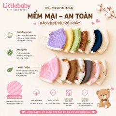 Khẩu trang vải xô Muslin thoáng khí, mềm mại, an toàn, dùng được 4 mùa cho o bé