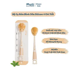 Cọ Rửa Bình Sữa Silicone Molli 4 Chi Tiết – Bộ Cọ Vệ Sinh Bình Sữa