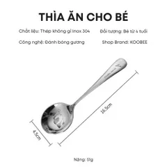 Thìa Inox 304 Ăn Dặm Cho Bé An Toàn Không Gỉ Sét Sáng Bóng Họa Tiết Dễ Thương