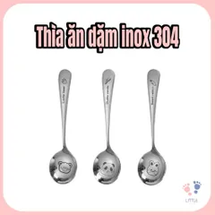 Thìa Inox 304 Ăn Dặm Cho Bé An Toàn Không Gỉ Sét Sáng Bóng Họa Tiết Dễ Thương