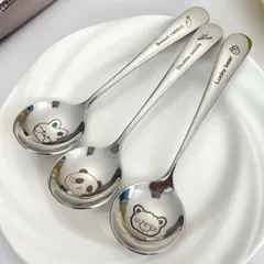 Thìa Inox 304 Ăn Dặm Cho Bé An Toàn Không Gỉ Sét Sáng Bóng Họa Tiết Dễ Thương
