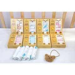 Khăn Sữa cho bé Hộp set 5 khăn sữa sợi tre lụa Manny Mẫu Hoạ tiết