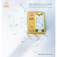 Khăn Sữa cho bé Hộp set 5 khăn sữa sợi tre lụa Manny Mẫu Hoạ tiết