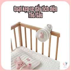 Quạt Kẹp Xe Đẩy Cho Bé Mini Hình Thú Dễ Thương – Quạt USB 3 Tốc Độ, Xoay Linh Hoạt, Pin Sạc Tiện Lợi