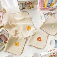 Set 5 khăn sữa muslin 2 lớp Embes bảng hình in xinh iu, ngộ nghĩnh cho bé trai, gái