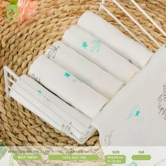 KHĂN SỮA SỢI TRE CAO CẤP 3 LỚP (HỘP 6 CHIẾC )