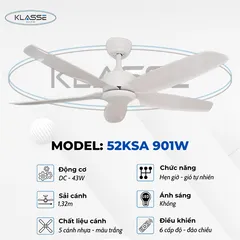 Quạt không đèn Klasse 52KSA 901W Đức