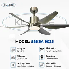 Quạt trần đèn cao cấp 6 cánh Klasse 58KSA 902S ĐỨc