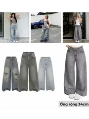 Quần jean dài - Quần jean/denim ống rộng 34cm nhiều kiểu wash, rách phong cách retro,hàn quốc,cá tính,năng động đi chơi