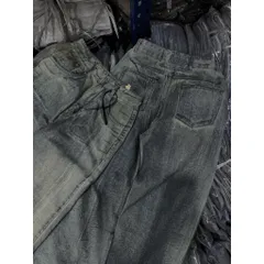 Quần jean dài - Quần jean nữ dài 105cm form suông wash loang sơn màu xám khói bụi cá tính dập nổi chữ phía sau - NU30