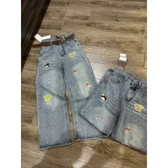 Quần jean dài - Quần jean/ denim ống rộng nhiều hoạt tiết thêu cực ngầu,bụi phong cách đường phố, cá tính chụp hình,cafe