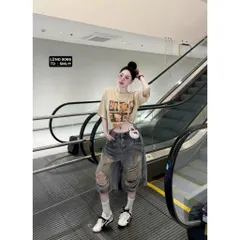 Quần Jean đùi - Quần Ngố nữ chất Jean / Denim dài 62cm wash loang sơn nâu rách cực bụi vintage cá tính thời thương JLC22