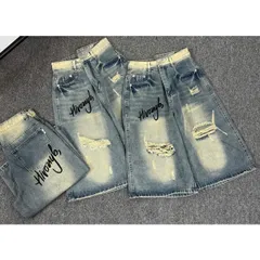 Quần Jean đùi - Quần Ngố ngắn nữ chất Jean / Denim wash rách dài 64cm thêu chữ cực bụi, chất chơi phong cách hàn quốc