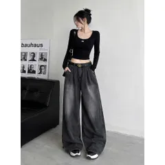 Quần jean dài - Quần jean / denim phong cách cá tính trendy thời thượng 2 màu form baggy ống thụng phối wash siêu bụi 21
