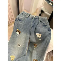 Quần jean dài - Quần jean/ denim ống rộng nhiều hoạt tiết thêu cực ngầu,bụi phong cách đường phố, cá tính chụp hình,cafe