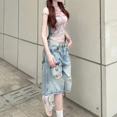 Quần Jean đùi - Quần Ngố ngắn nữ chất Jean / Denim wash rách dài 64cm thêu chữ cực bụi, chất chơi phong cách hàn quốc