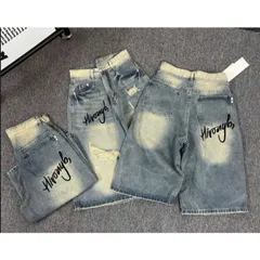 Quần Jean đùi - Quần Ngố ngắn nữ chất Jean / Denim wash rách dài 64cm thêu chữ cực bụi, chất chơi phong cách hàn quốc
