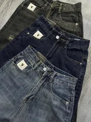 Quần jean dài - Quần jean / denim ống rộng wash rách nhẹ siêu hot 3 màu phong cách retro, hàn quốc, cá tính, năng động