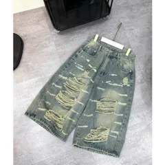 Quần Jean đùi - Quần Ngố ngắn nữ chất Jean / Denim, quần lửng ống rộng wash loang nhẹ chi tiết rách xước nổi bật LC24