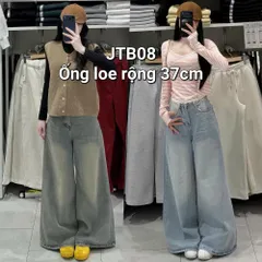 Quần jean dài - Quần Jean Ống Rộng 37cm Màu Retro Cạp Cao Siêu Tôn Dáng, Quần Bò ỐNG LOE  RỘNG hàn quốc cá tính cực chất