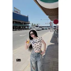 Quần jean dài - quần nữ 103 cm phong cách streatwear dáng dài suông rộng wash xanh nhạt rách 2 mặt siêu cá tính - LC25