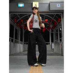 Quần jean dài - Quần Jeans nữ ống suông rộng ống 30-34cm cạp cao màu đậm chất Jeans mềm basic phong cách - 07