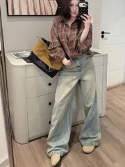 Quần jean dài - Quần jean/denim ống rộng dài 97cm wash bụi phong cách hàn quốc, cá tính, năng động phối nhiều outfit 09