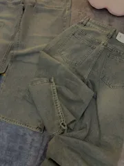 Quần jean dài - Quần jean/denim ống rộng dài 97cm wash bụi phong cách hàn quốc, cá tính, năng động phối nhiều outfit 09