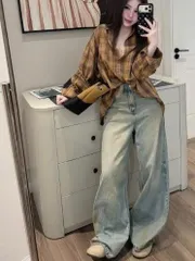 Quần jean dài - Quần jean/denim ống rộng dài 97cm wash bụi phong cách hàn quốc, cá tính, năng động phối nhiều outfit 09