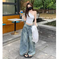 Quần jean dài - Quần jean tone xanh wash rách xước hiện đại, thời thượng form ống bi hack dáng viền cong cá tính MJNU28